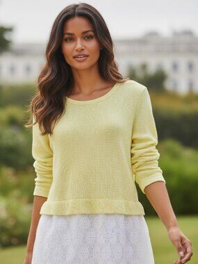 CLU + WILLOUGHBY ANTHROPOLOGIE Sujet Sweater M Layered Tunic Top Lace Crochet